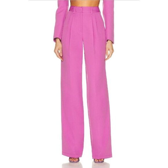 AKNVAS O'connor High Rise Pleated Straight Leg Trouser Pant Orchid Womens Size 6 - Picture 1 of 10
